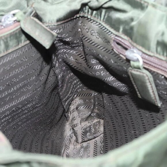 PRADA Hand Bag Nylon Khaki Silver Auth - Picture 13 of 16